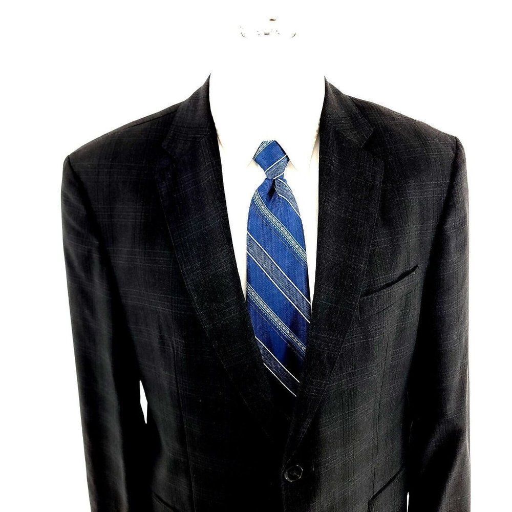 Hugo Boss Marzotto Super 110s 2 Button Blazer 40S Gray Plaid‎ Jackson Lenon2